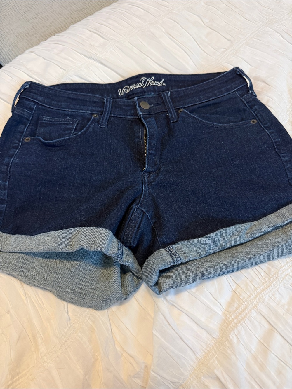 Universal Thread Dark Blue Rolled Cuff Denim Shorts